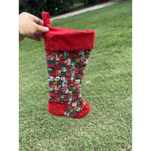 Vintage Handmade Quilted Christmas Stocking 18” Tall Holiday